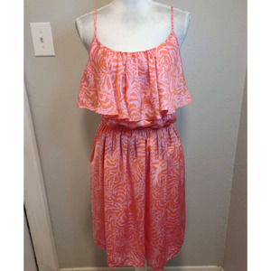 Lily Pulitzer coral & pink spaghetti strap ruffle dress